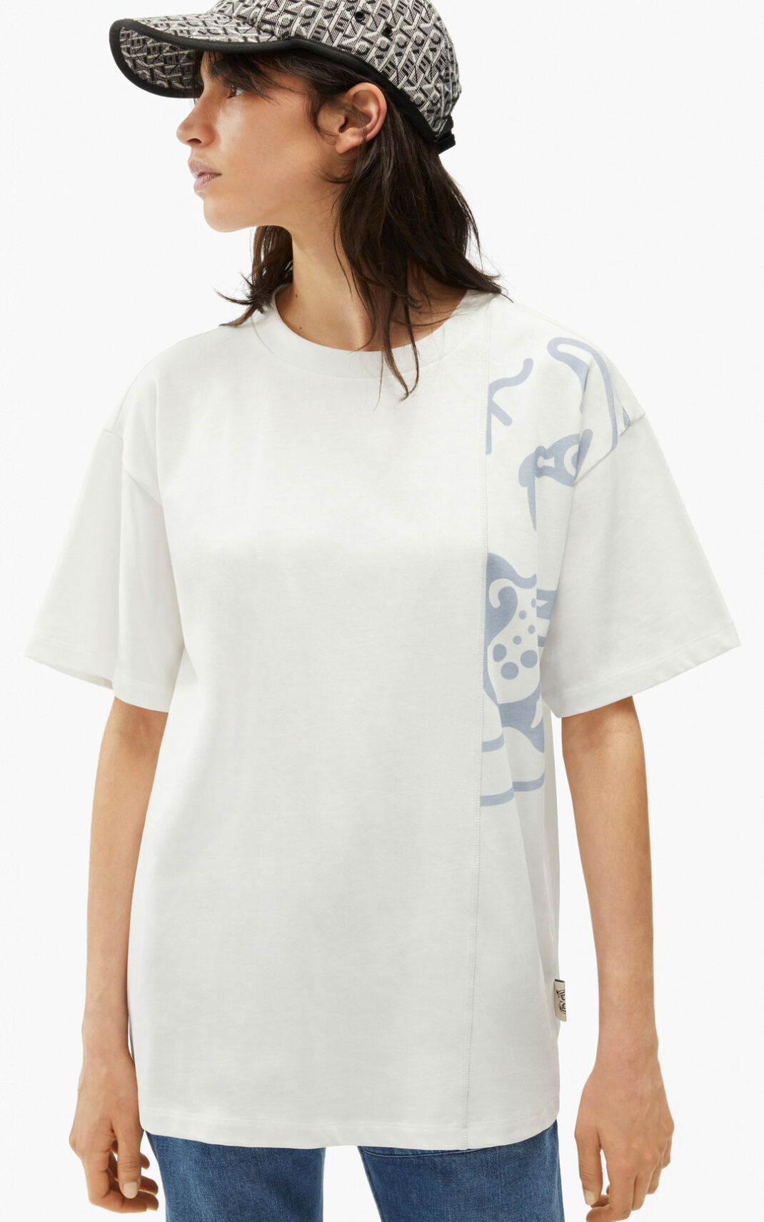 Kenzo K Tiger oversized T-shirts Dame - Hvide DK-231338